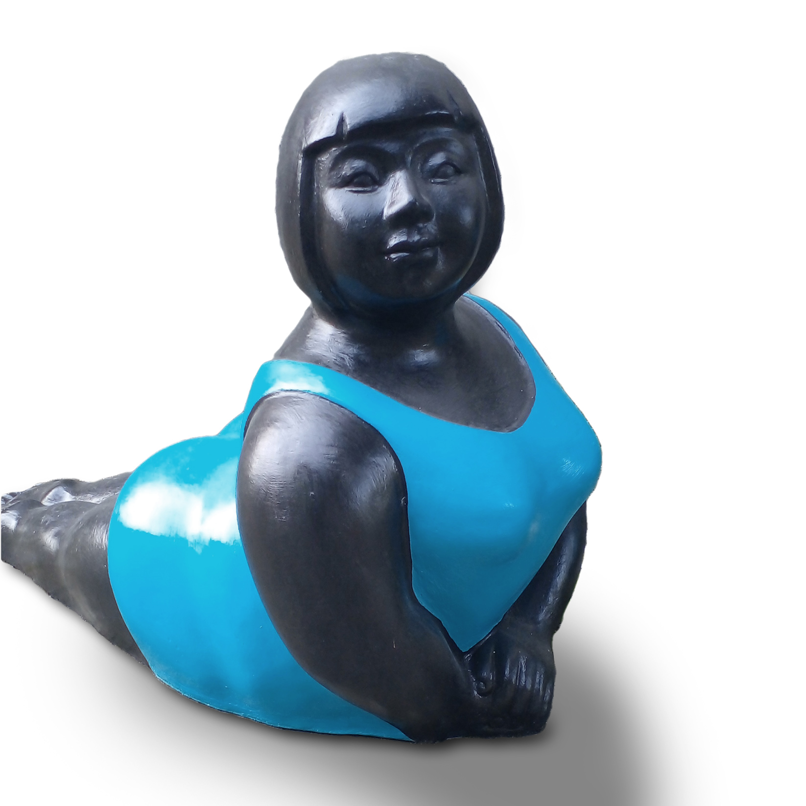 Zementfigur 'Yoga Lady', blau, schwarz, H 65 cm, B 65 cm, T 40 cm günstig bestellen
