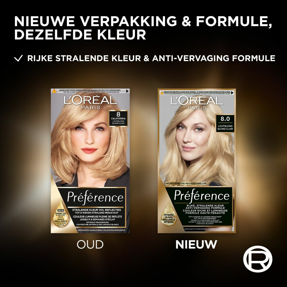 L'Oréal Préférence Permanente Haarkleuring 8.0 Lichtblond