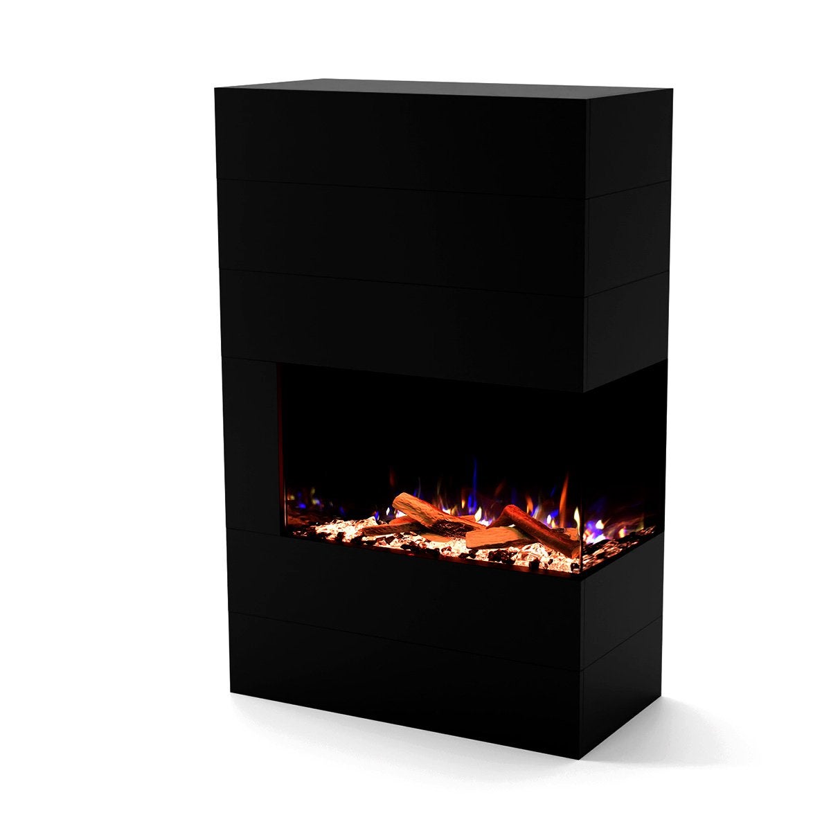 Glow Fire 'Portia' elektrische haard | LED vrijstaande haard in zwart met verwarming (1500 W) | HxBxD: 140x90x45 cm