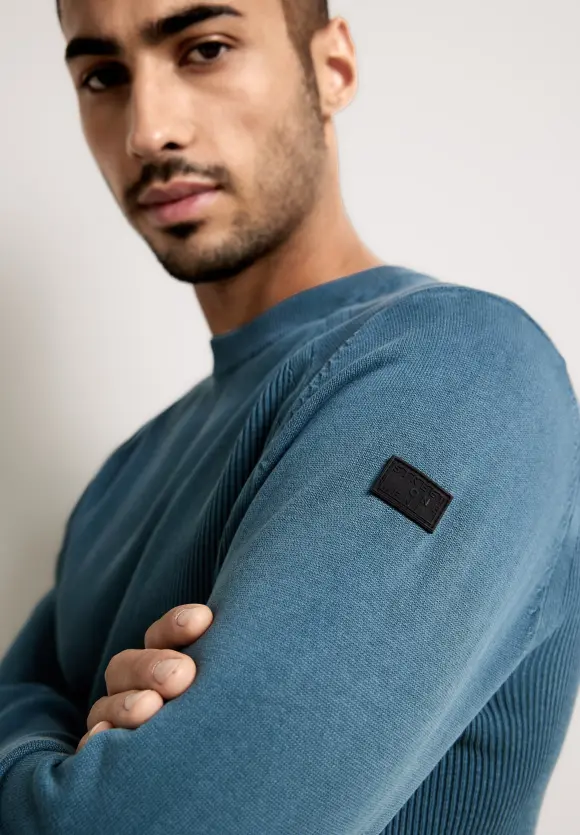 Pullover in Washedoptik - tuna blue