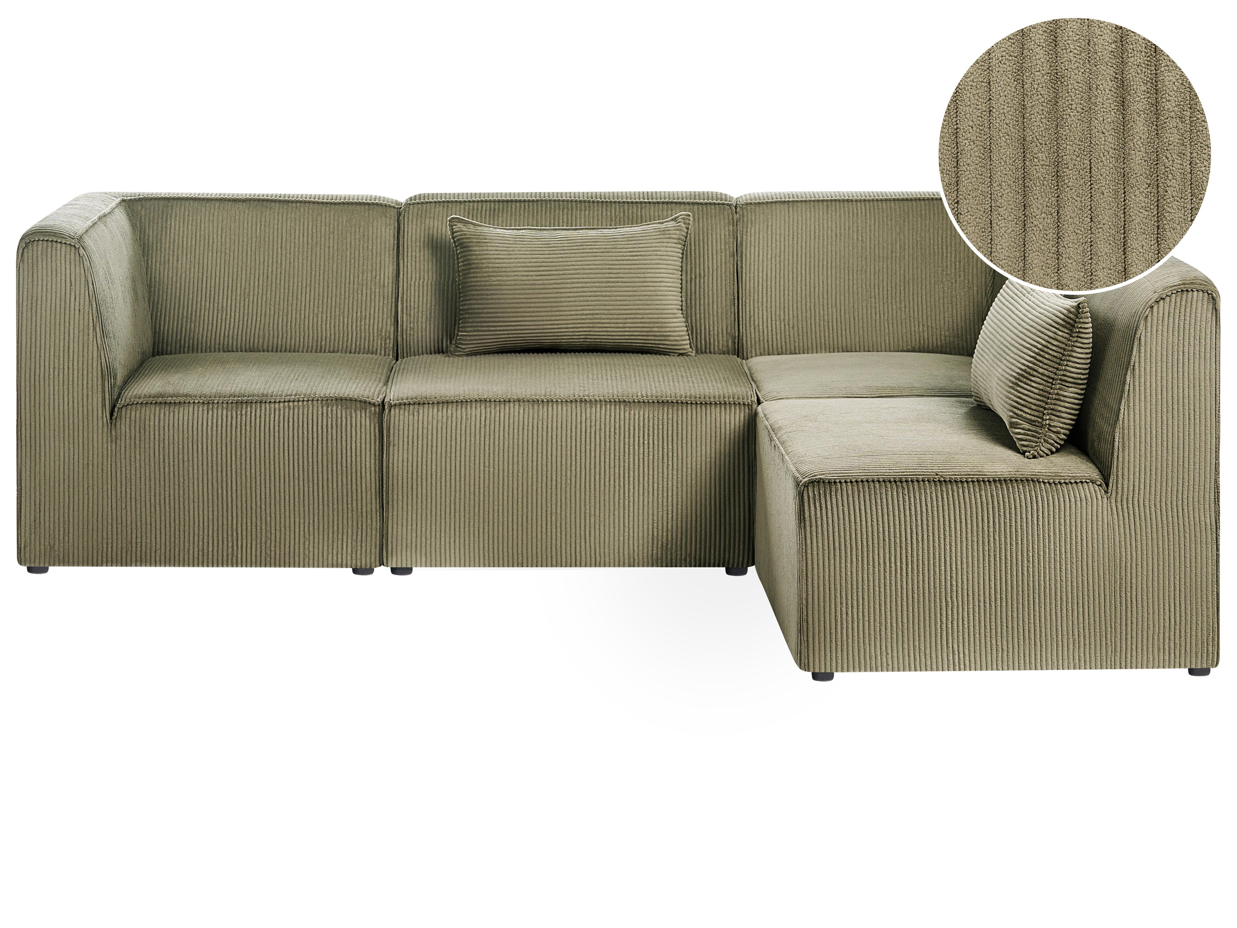 Modulaire hoekbank 4-zits LEMVIG Corduroy Groen linkszijdig