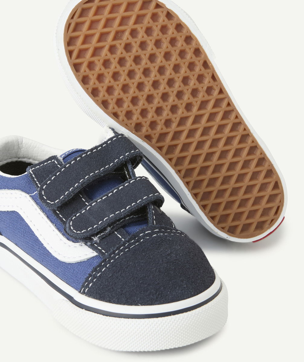 VANSbaskets basses à scratchs bébé bleu et noir old skool v