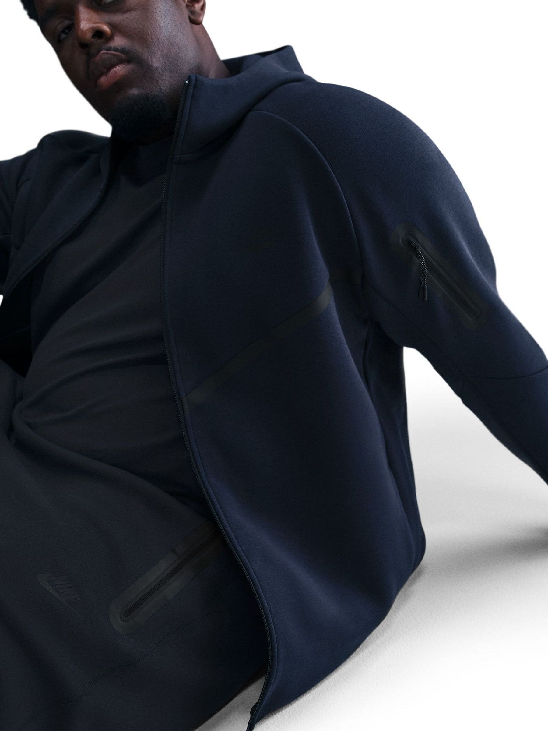 Marineblauw - Nike Tech Fleece Windrunner hoodie met doorlopende rits