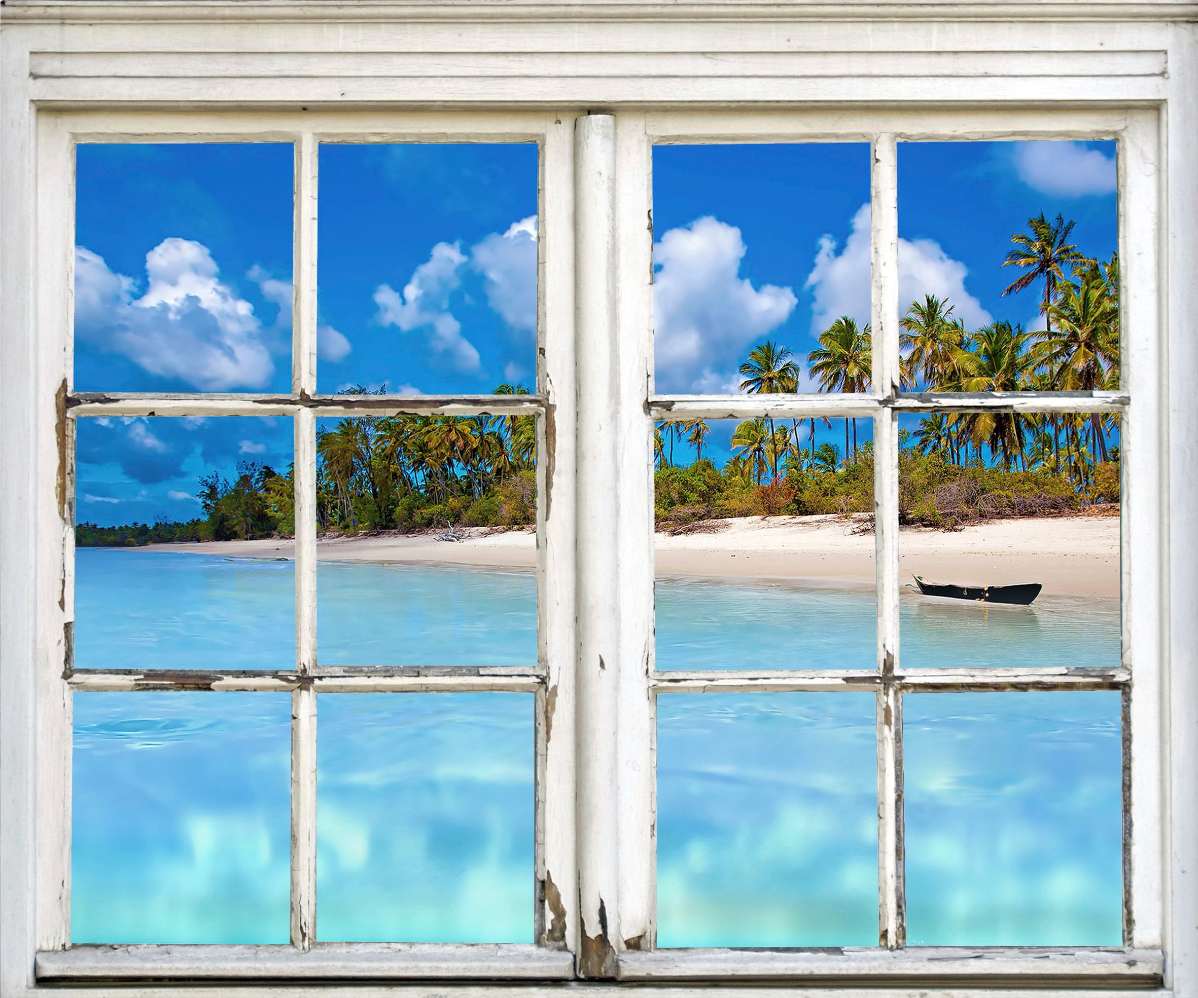 queence Wandsticker »Insel« Wandsticker, Wandbild, selbstklebend, 3D, Fenster