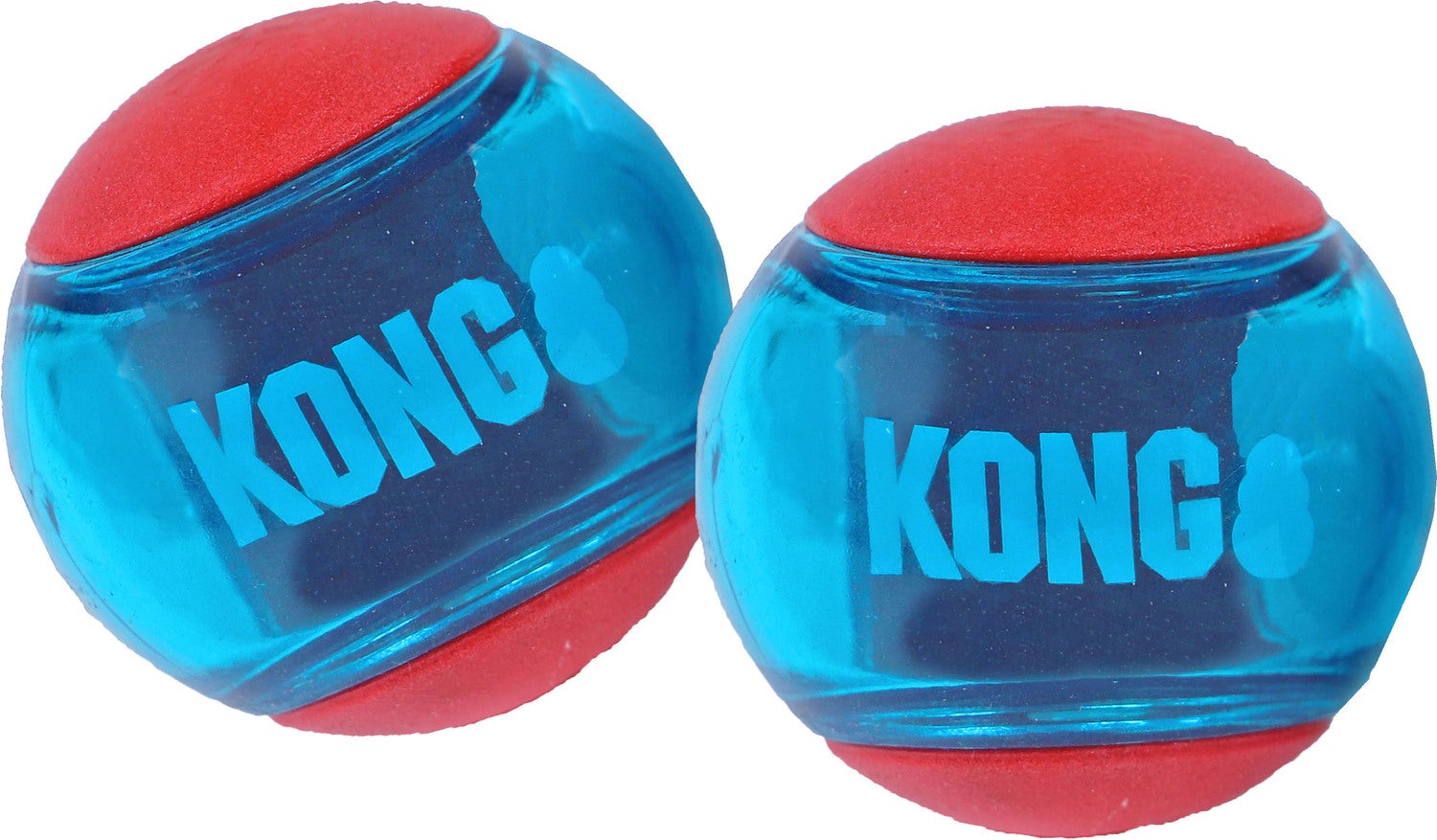 Kong hondenspeelgoed Squeezz Action bal large rood/blauw D 8 cm 2 stuks