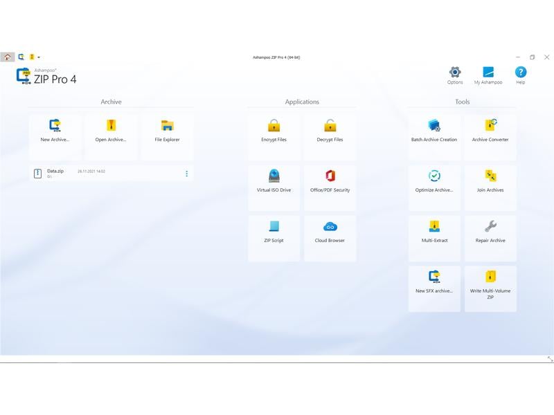 Ashampoo ZIP Pro 4 ESD, Vollversion, 1 PC Dateien blitzschnell packen, entpacken, verschlüsseln und sichern