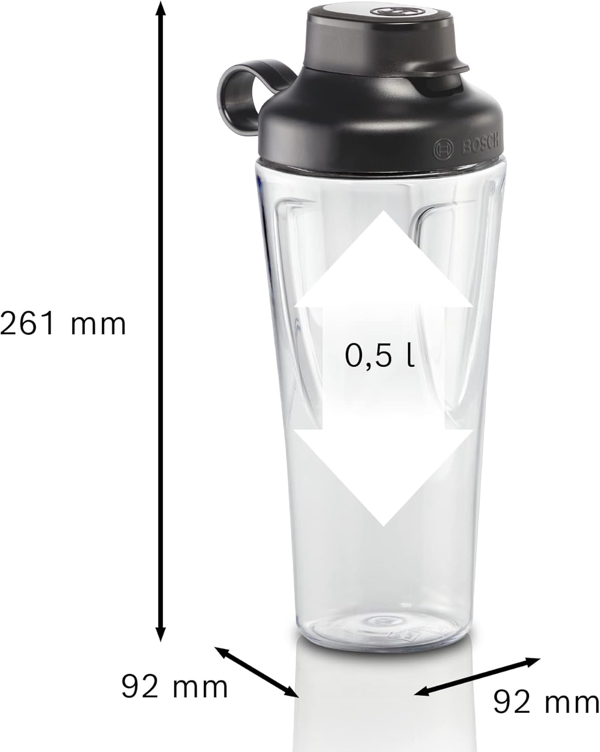 Bosch Standmixer VitaPower Serie 4 MMB6177S, Edelstahl-Klingen Made in Germany, 1,5l ThermoSafe Glasbehälter, 0,6l To-Go-Flasche, 30,000 U/min, 1200 W, silber & Bosch ToGo-Flasche MMZBT01B, 0,6 L