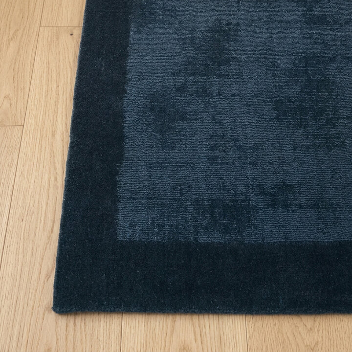 Laagpolig vloerkleed - Lucien Border Blauw | Mid-century modern