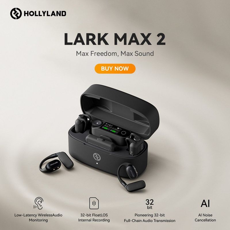 Hollyland - Lark Max 2 Combo - Draadloze Microfoonset - 8 GB Geheugen - 340 Meter Bereik