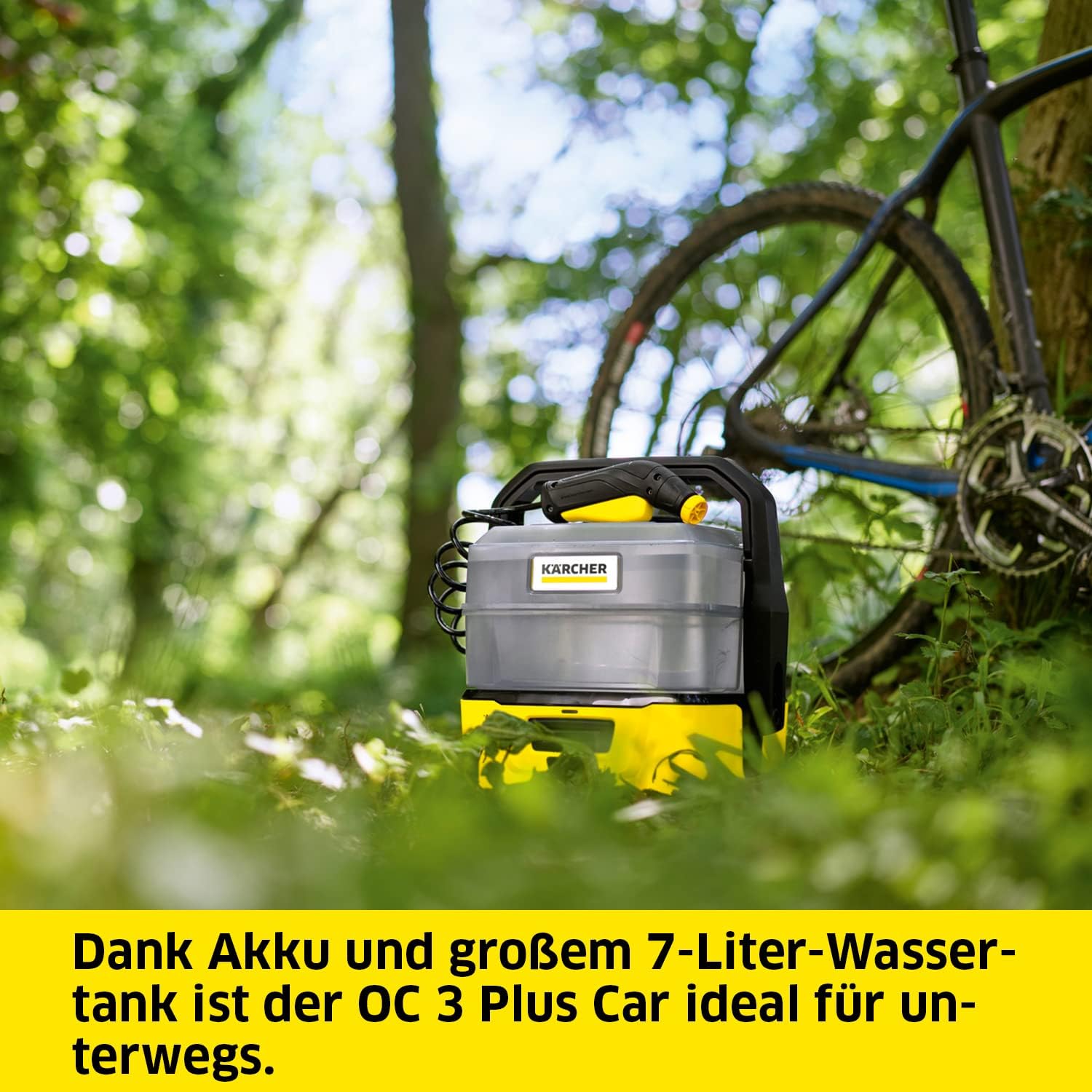 Kärcher Mobile Outdoor Cleaner OC 3 Plus Car (mit Kfz-Adapter für Betrieb über Autobatterie, extra großes Wassertankvolumen: 7 l, Lithium-Ionen-Akku, schonender Niederdruck)