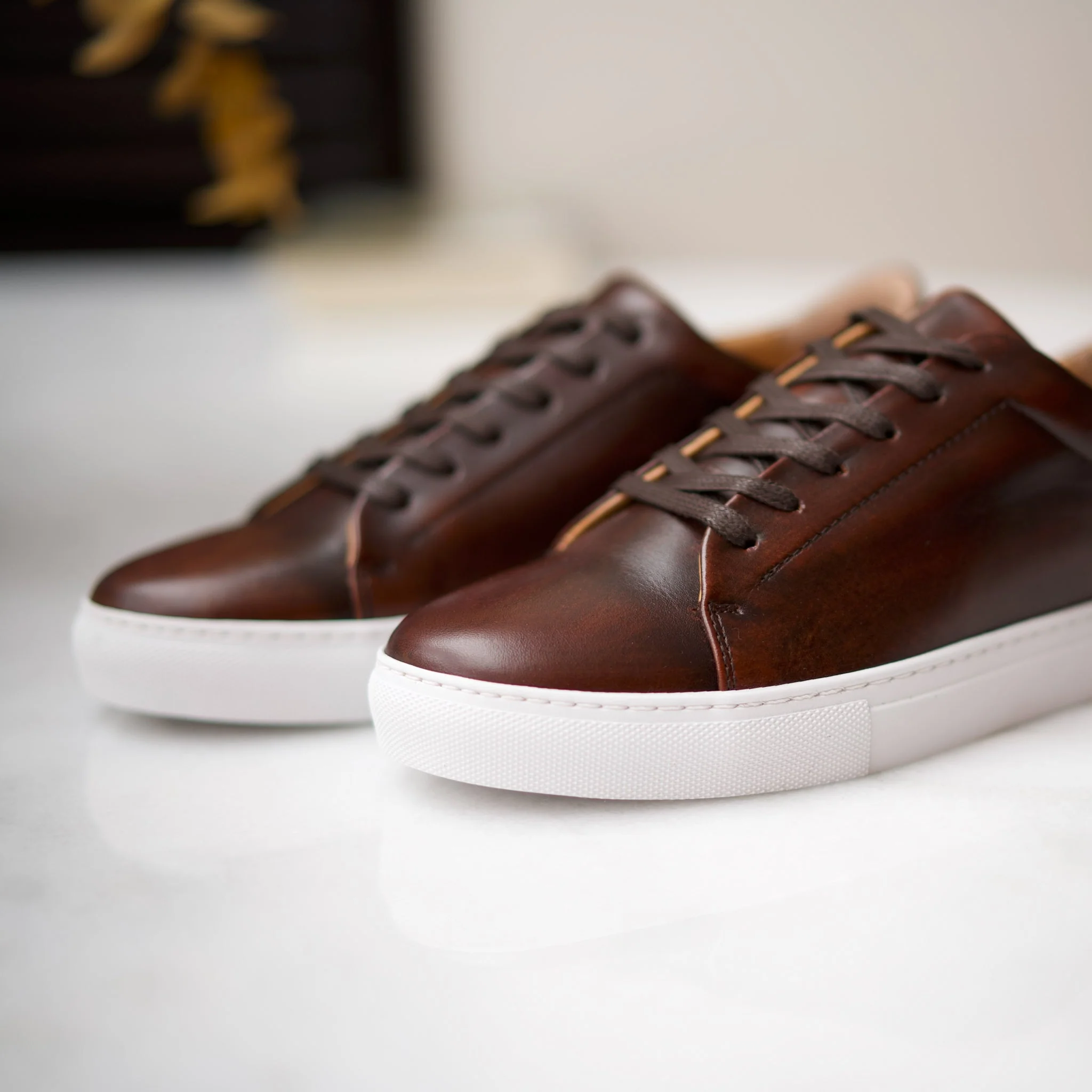 Kooper-Sneakers / Basket en cuir brown