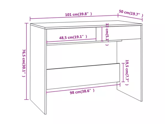 Bureau Chêne fumé 101x50x76,5 cm Aggloméré