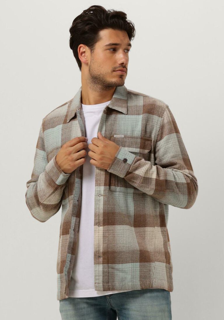 CAST IRON beige cast iron overshirt long sleeve shirt yd check regular fit