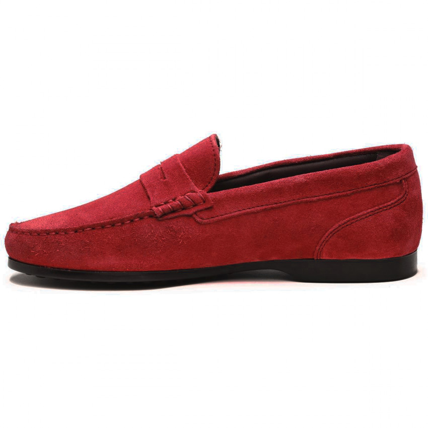 BYRON SUEDE Red MOCASSIN-Mocassin pour homme en cuir suede