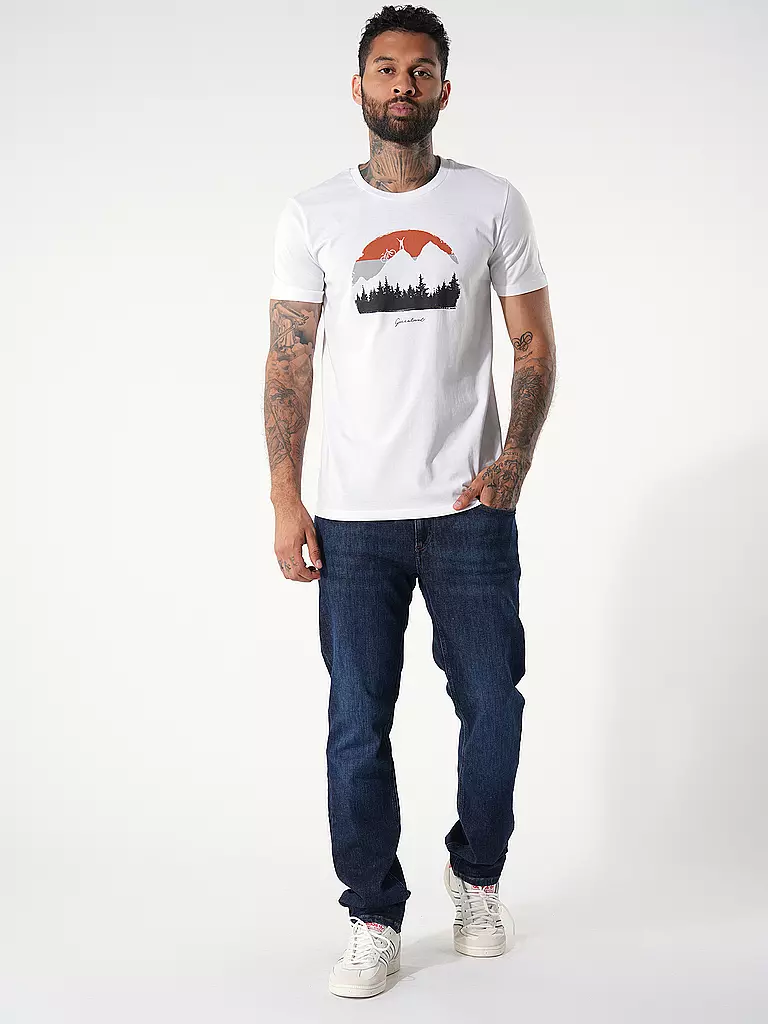 GREENBOMB T-Shirt GUIDE NATURE FOREST HAPPY weiss