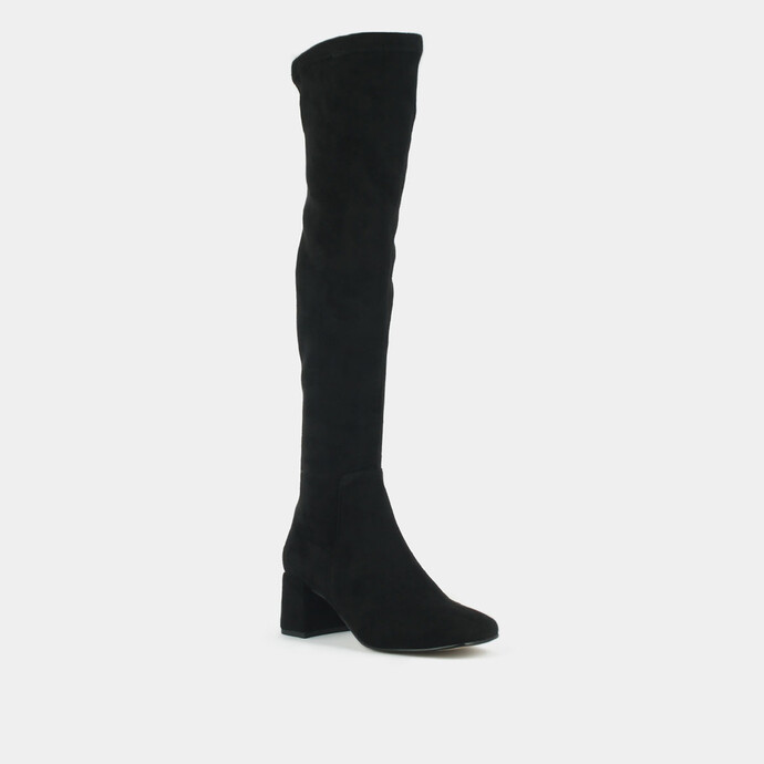 Cuissardes à talons  en velours stretch noir