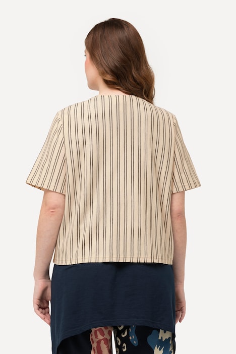 T-Shirt, Streifen, V-Ausschnitt, Halbarm, Biobaumwolle