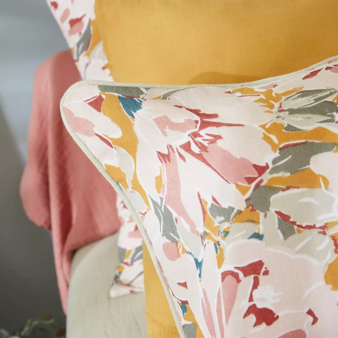 Coussin rectangulaire gaze de coton (40 x 60 cm) April Multicolore