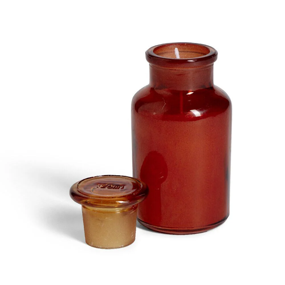 Bougie forme vase verre coloré Ø5,5xH11,5cm