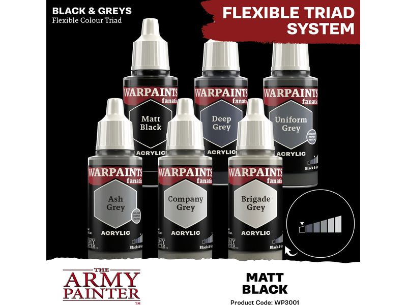 The Army Painter Farbe Warpaints Fanatic: Matt Black 18 ml Der neue Goldstandard für Miniaturfarben