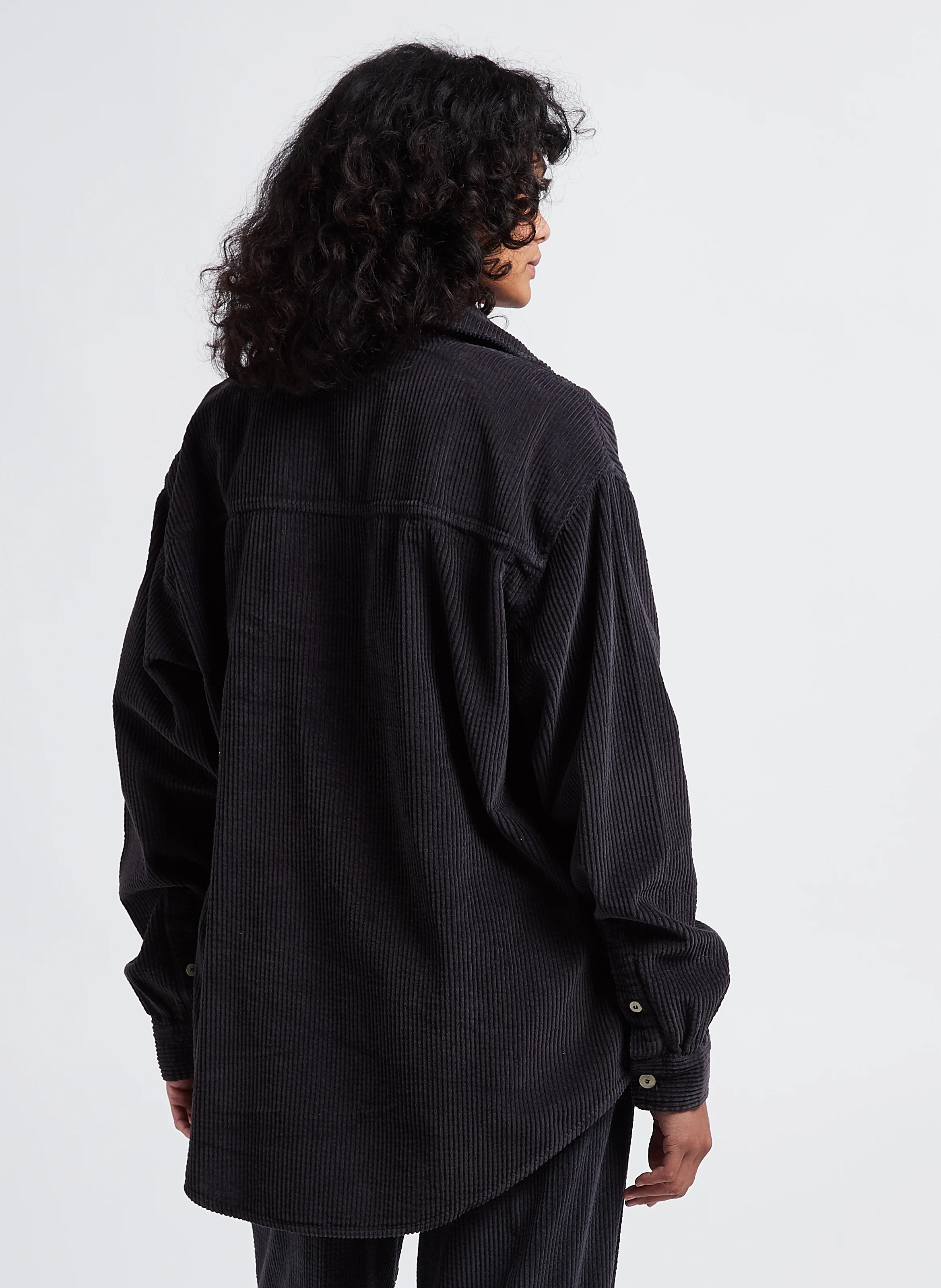 PADOW - Surchemise col classique en velours côtelé | Gris