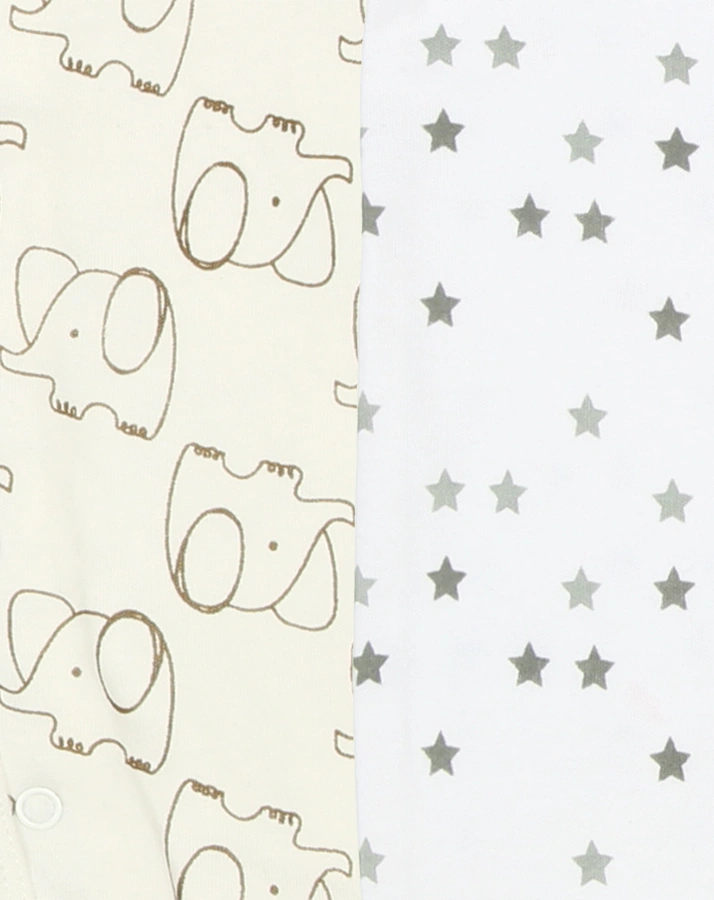 Strampler ANIMAL LIFE 2er-Pack mit Fuß in offwhite