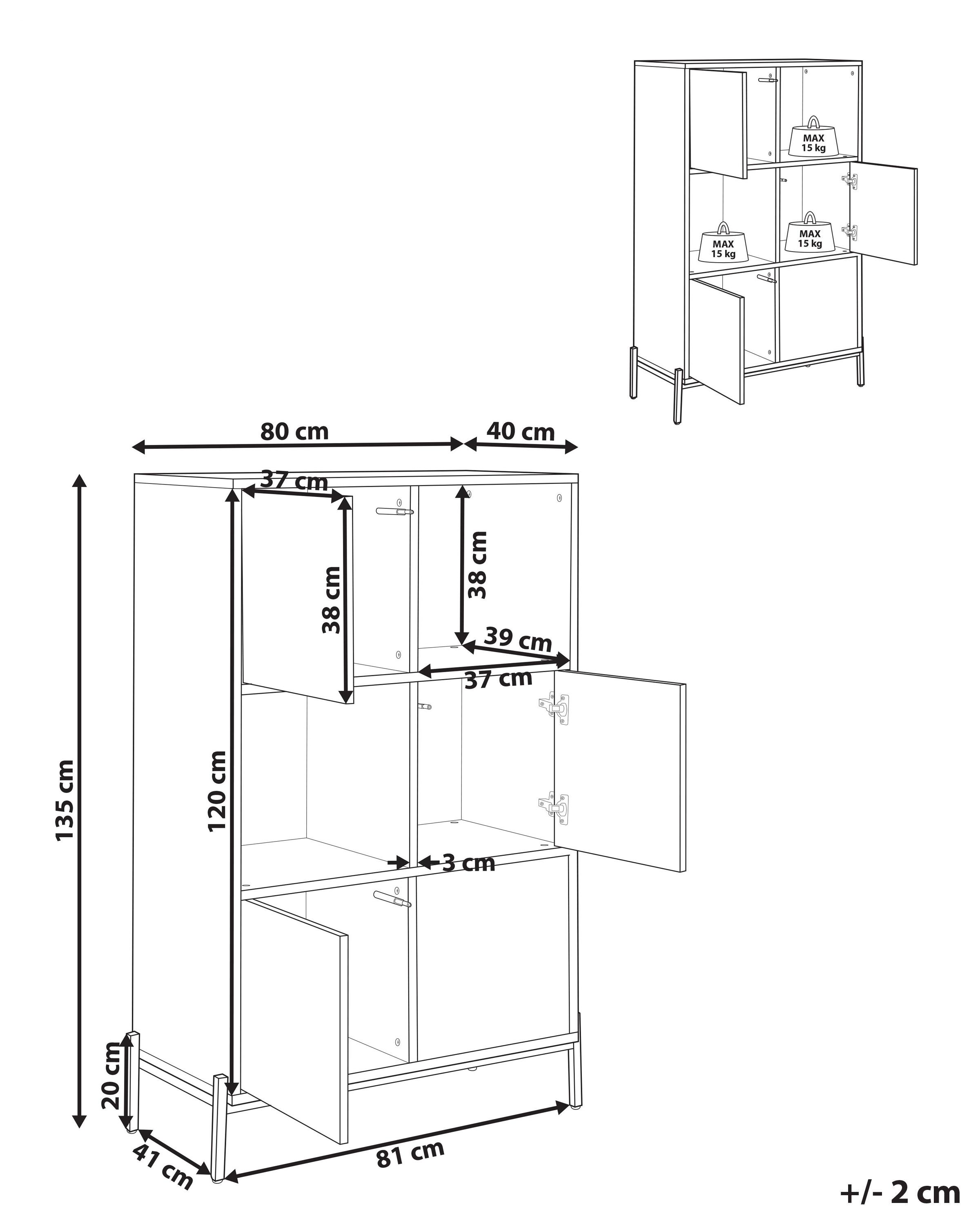 Rek MOINES 135 cm Bruin/zwart