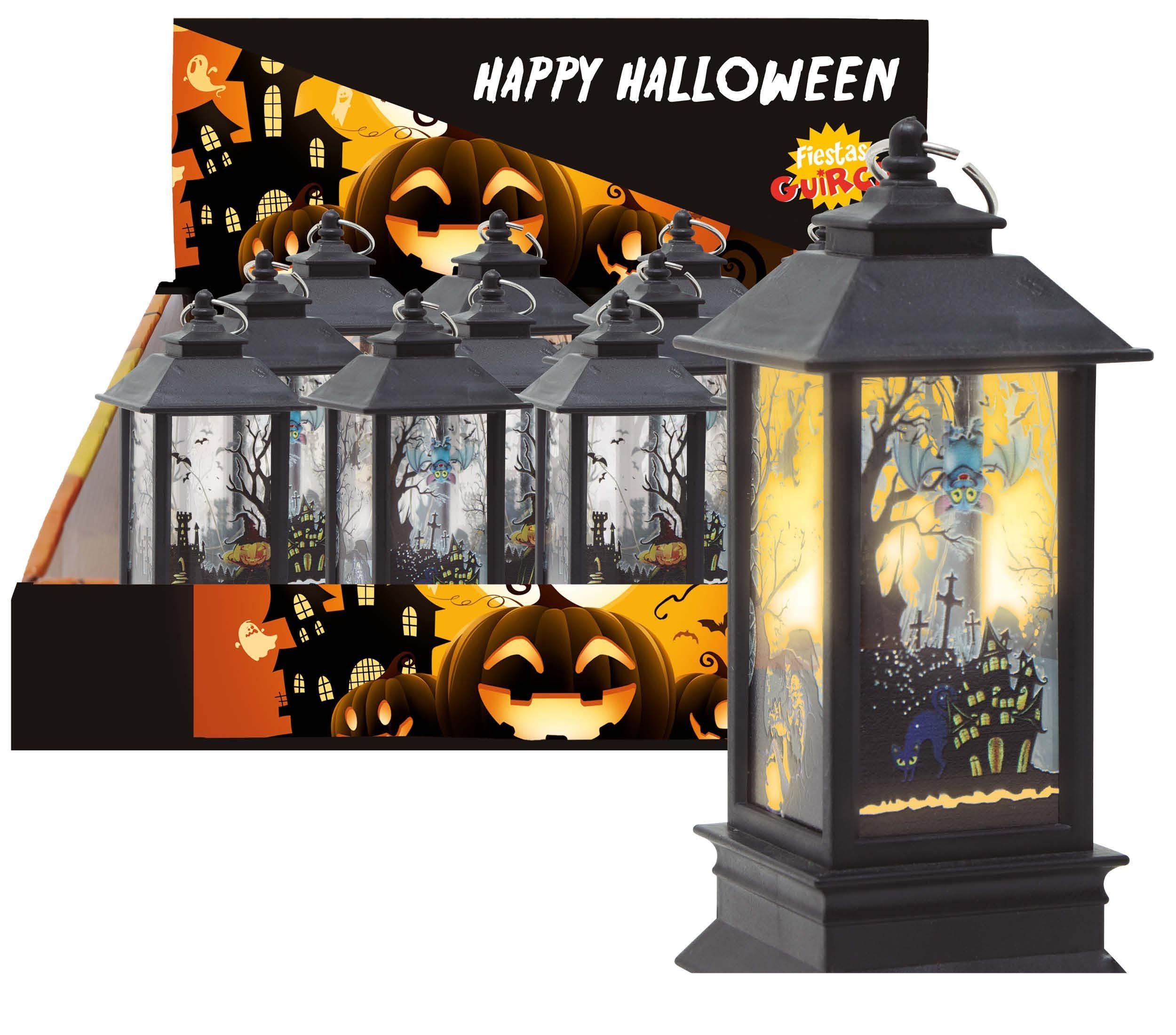 Zwarte Halloween Lantaarn Met Licht 12,5cm