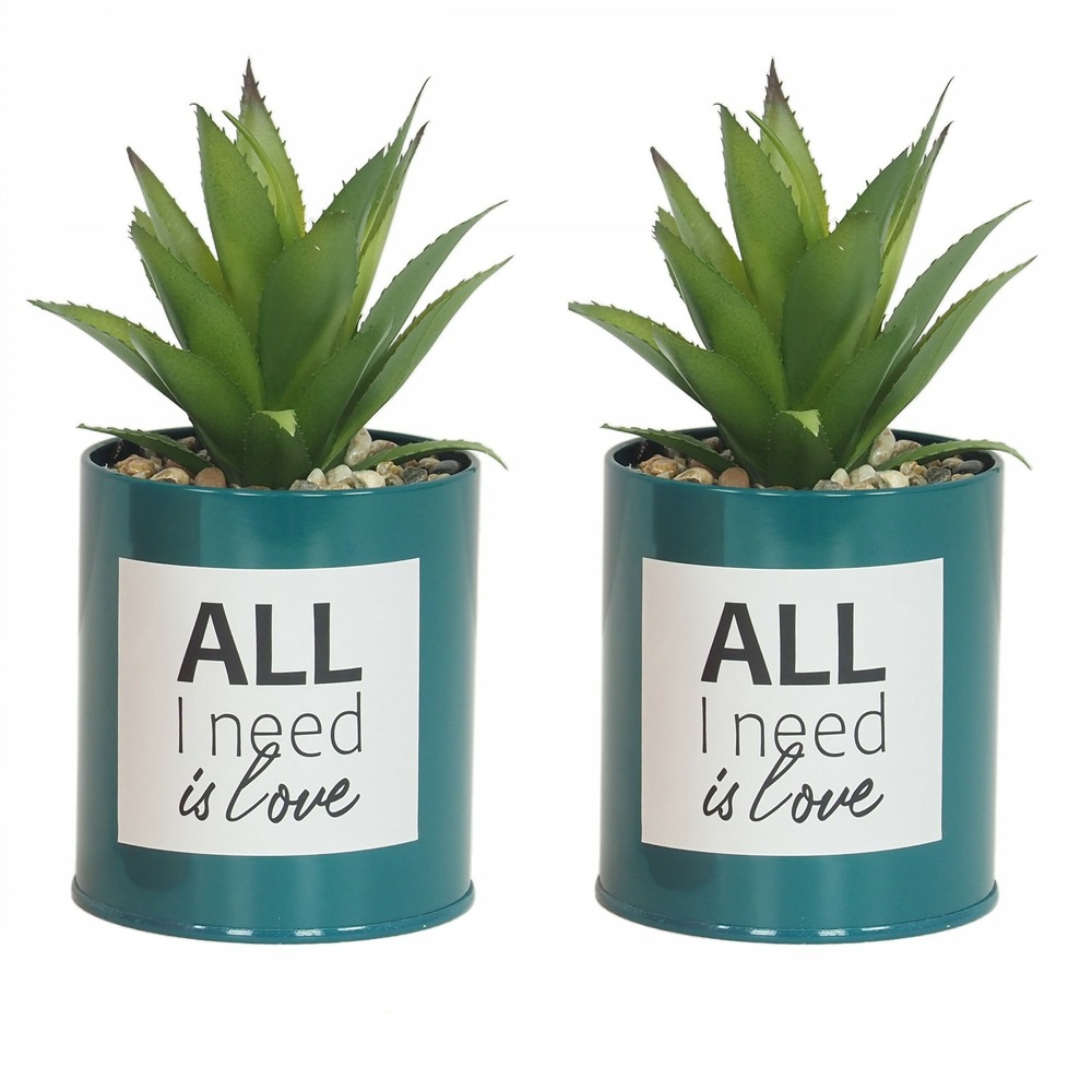Succulente artificielle en pot 17cm lot de 2