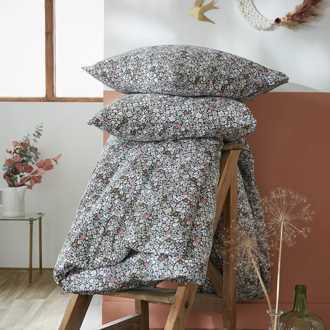 Housse de couette et deux taies coton (200 x 200 cm) Malia Multicolore