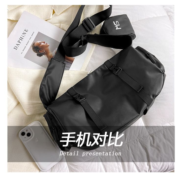 Hikuozy - Set: effen nylon crossbodytas met gesp + etui