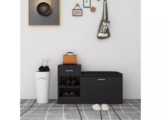 Banc à chaussures Noir 94,5x31x57 cm Aggloméré