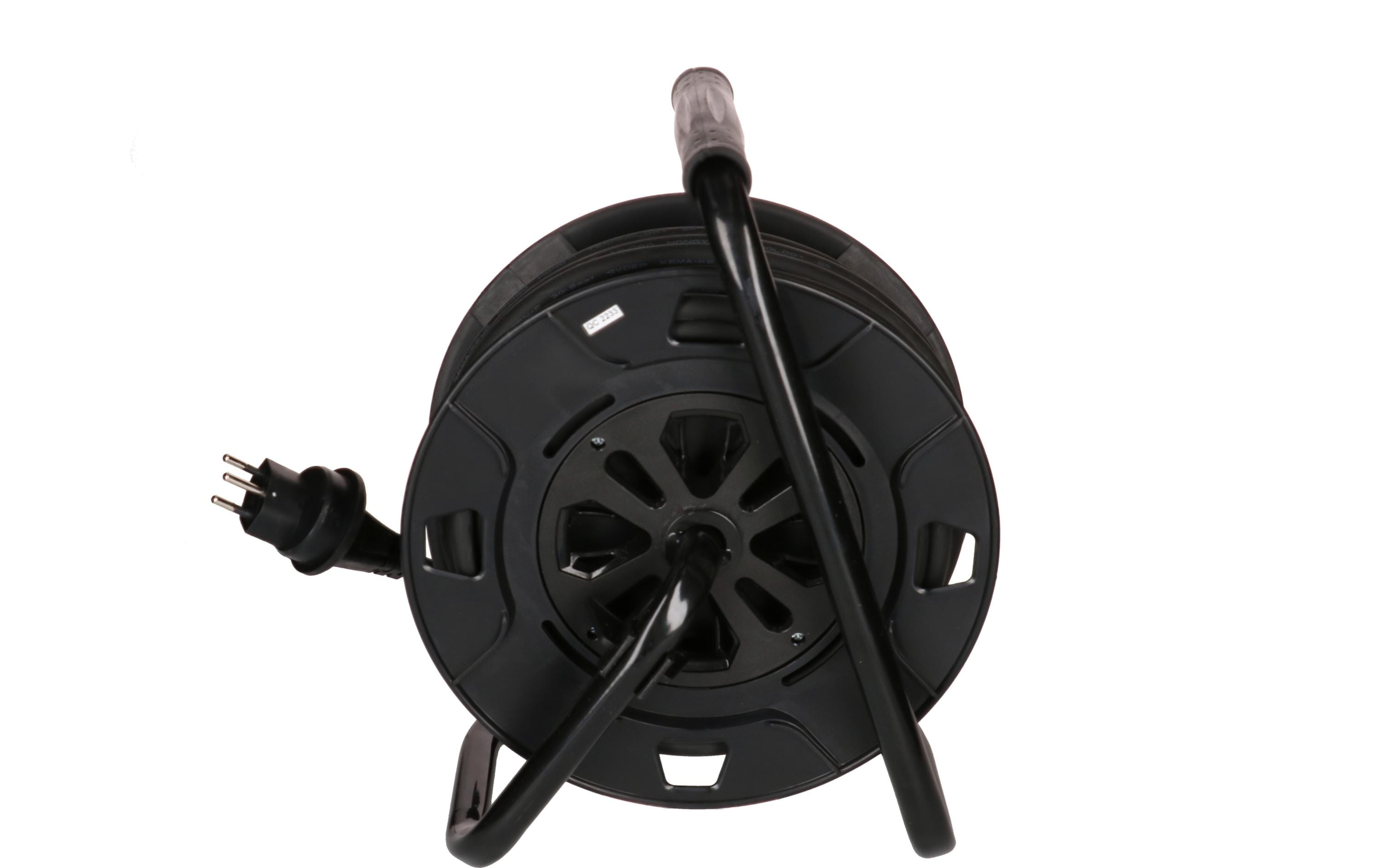Kabelrolle maxREEL 20 m, 3x T13, IP55, Schwarz20 m Kabeltrommel mit Metallrahmen für den Aussenbereich