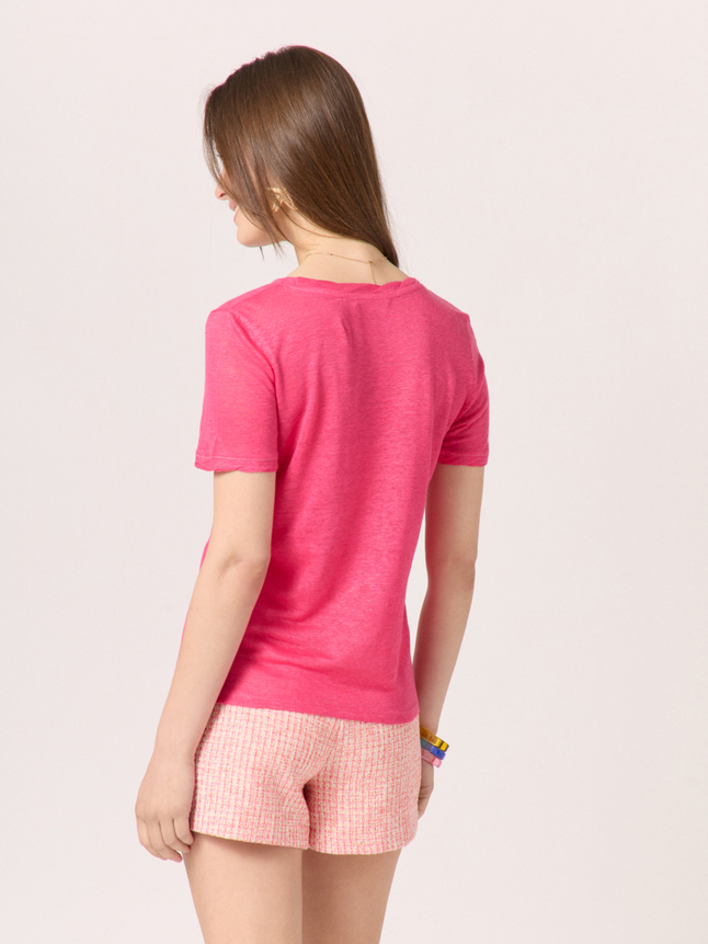 Top col tressé broderie coeur