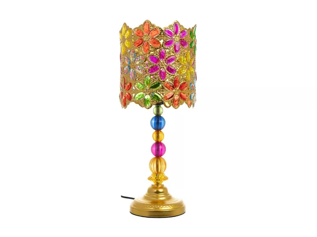 Lampe en métal avec verre acrylique coloré