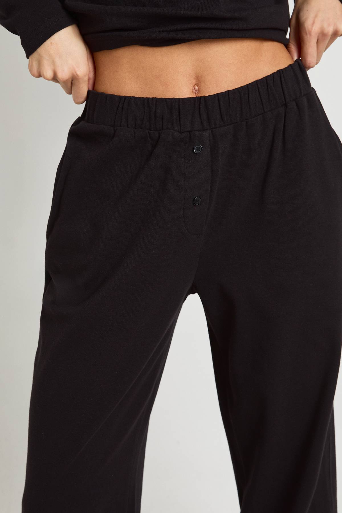 boohoo Ensemble Haut Col Rond Boutonné Et Pantalon En Coton Pour Femme Grande Taille