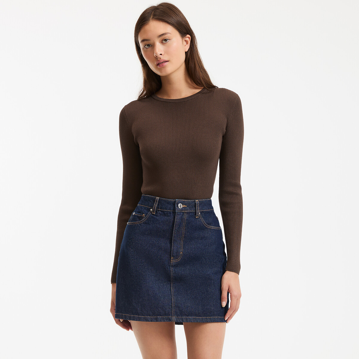 COLEÇÃO LA REDOUTE<br>Suéter em malha fina com gola redonda