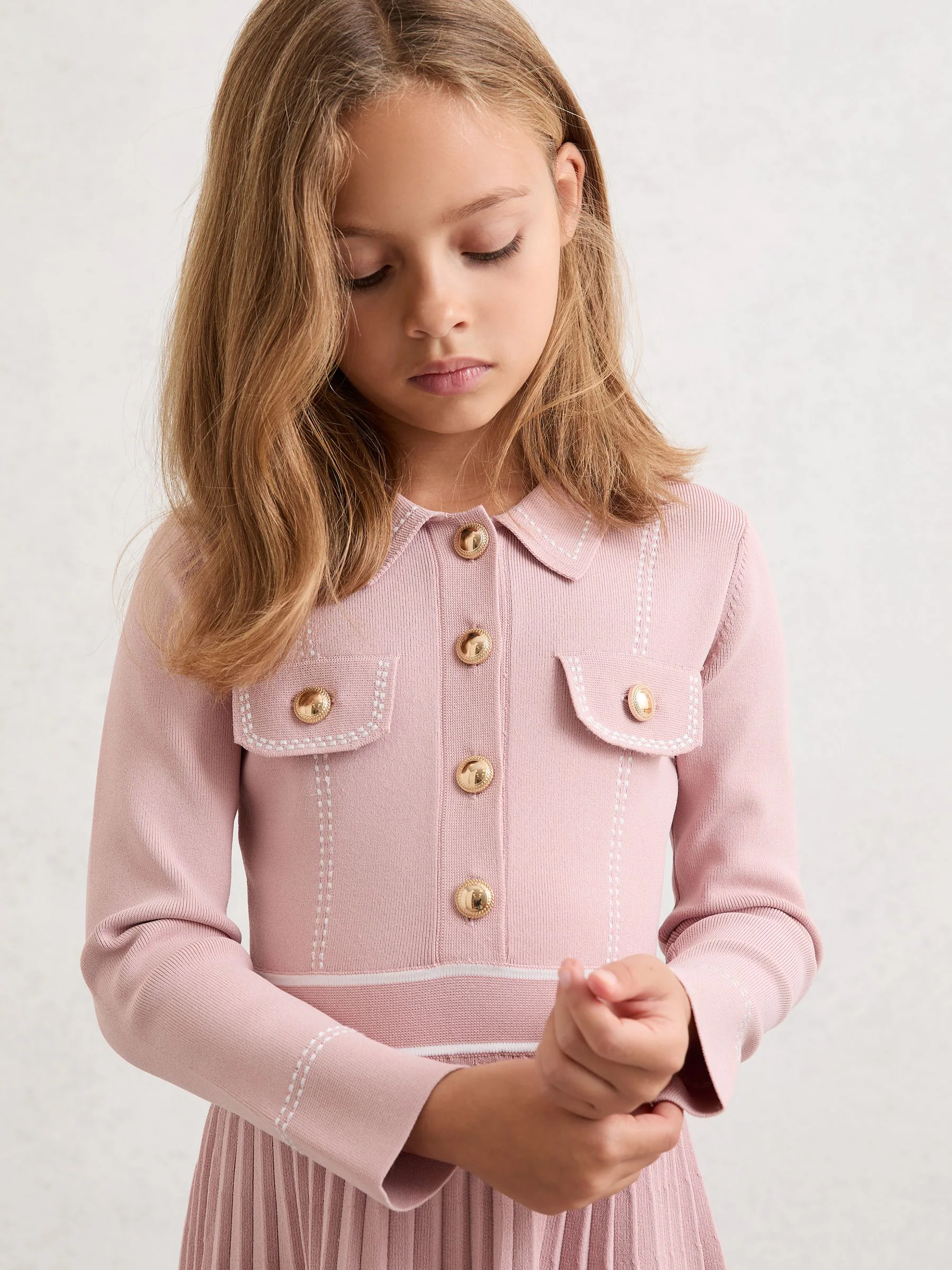 Reiss Sapna Button-Detail Knitted Dress