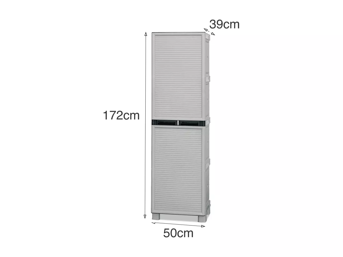 Armoire d'extérieur Namur, Armoire polyvalente, Armoire de buanderie, Armoire d'extérieur, 100% Made in Italy, Gris clair, 50x39h172 cm
