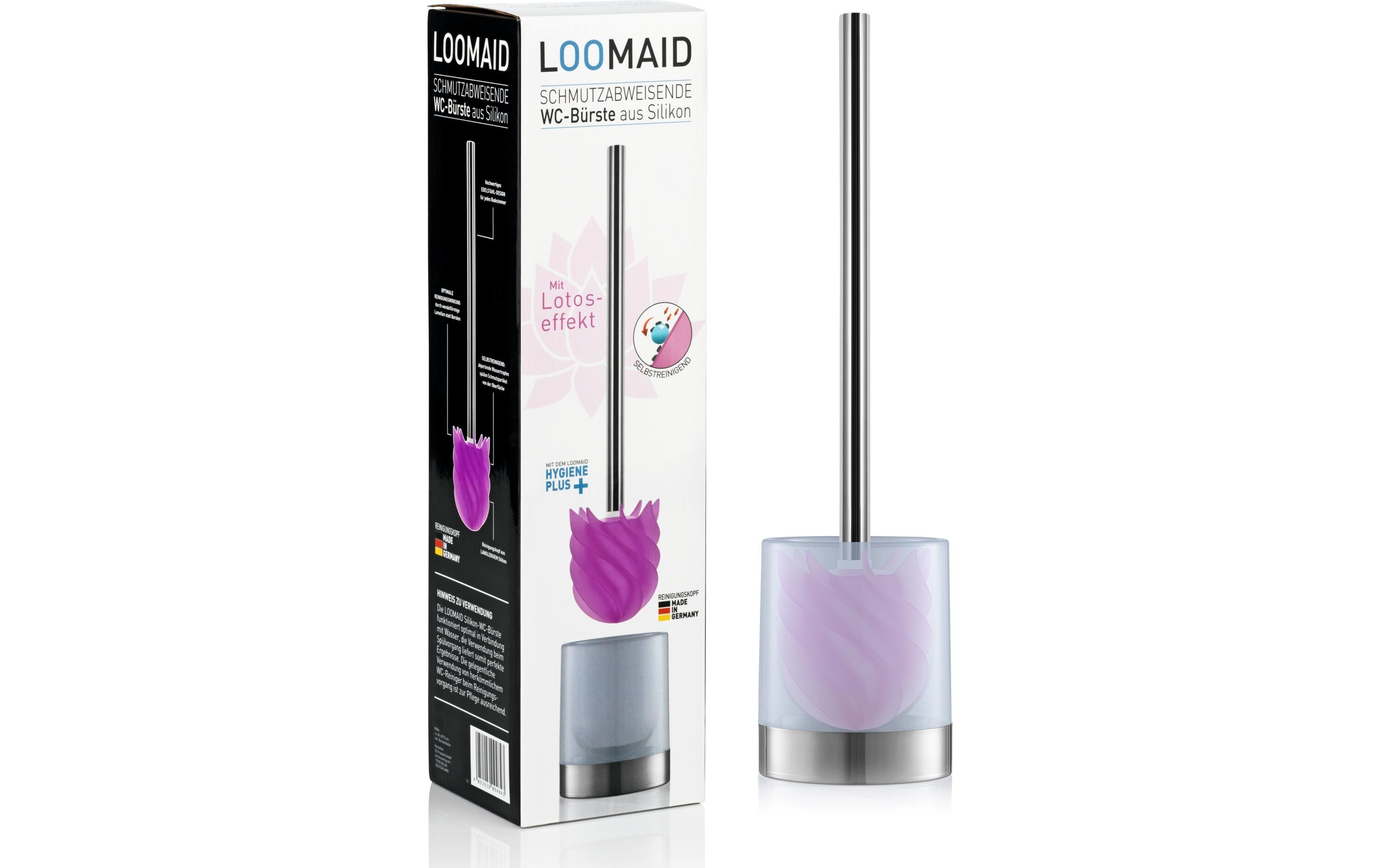 Toilettenbürste LOOMAID aus Silikon, Pink, schmutzabweisendSilikon WC-Bürste