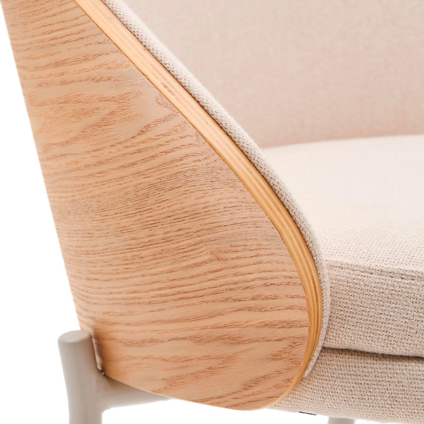 Kave Home Barhocker EAMY Chenille-Bezug beige/Metall beige
