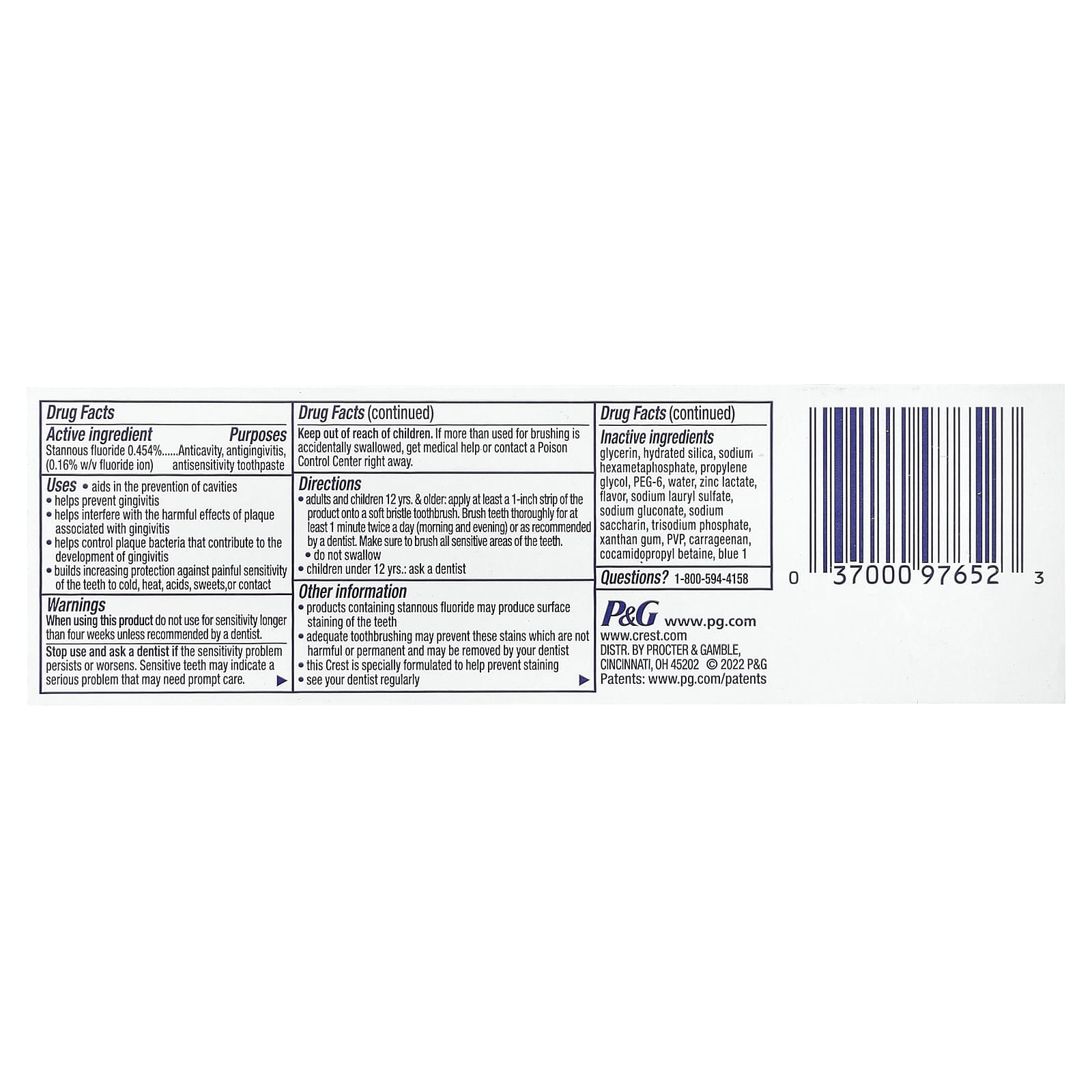 Crest, Pro Health Advanced, fluoride tandpasta, extra witmakend, 99 g