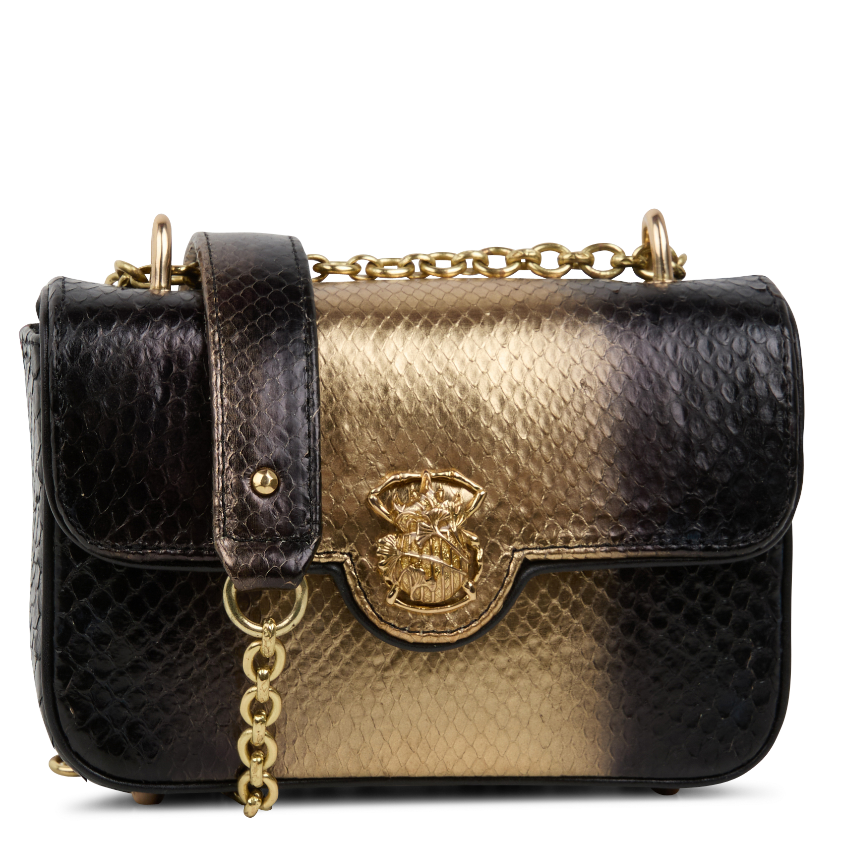 MINI AVA - Sac épaule en cuir de python | Doré