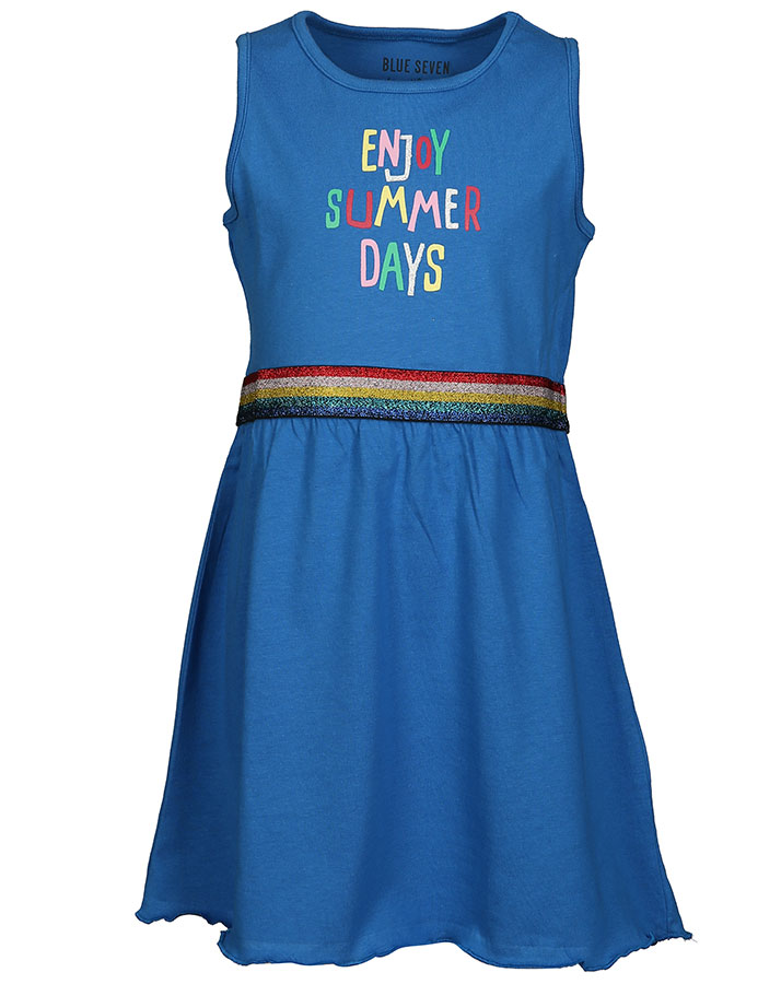 Kleid ENJOY SUMMER mit Glitzerbund in blau
