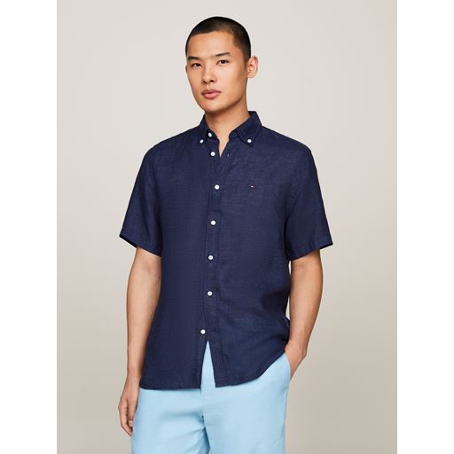 Tommy Hilfiger Pigment Dyed Hørskjorte, Carbon Navy, XXL