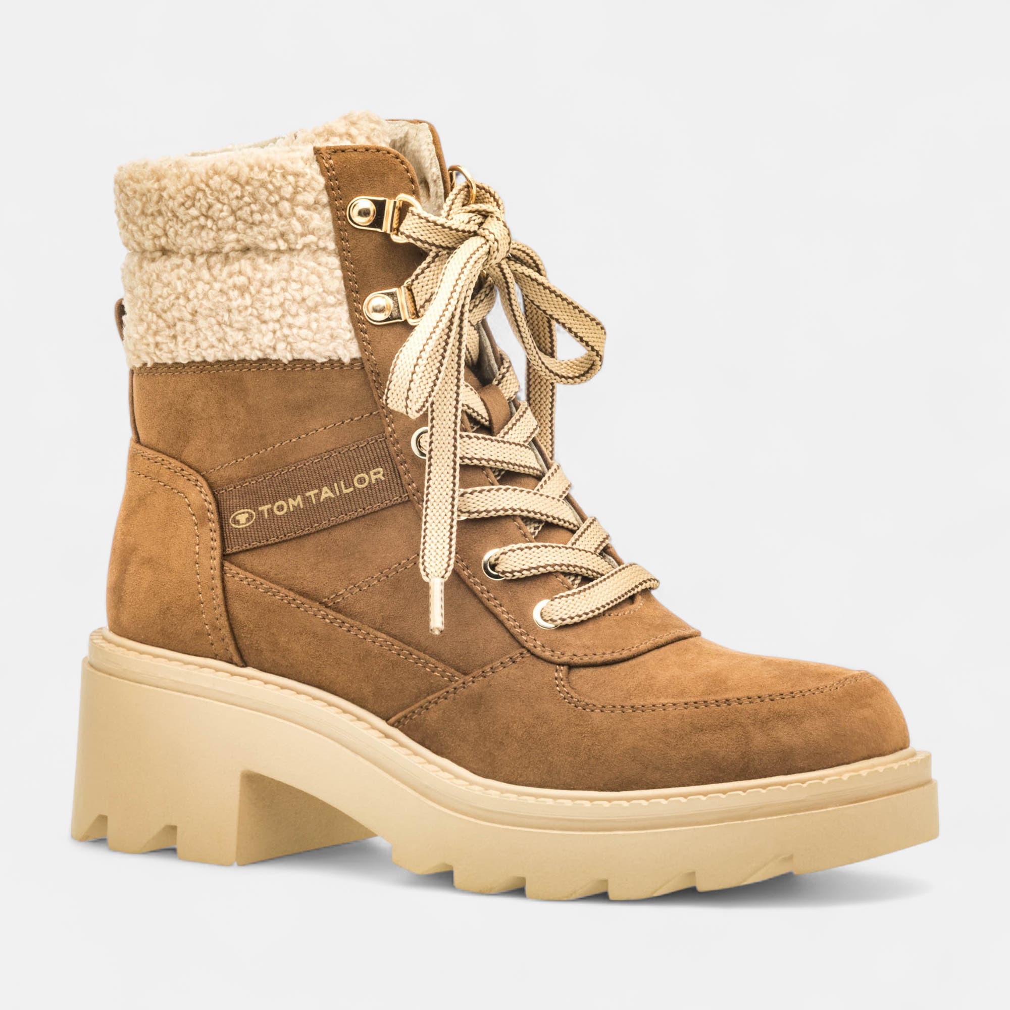 Bottines à lacets à talon Femme marron