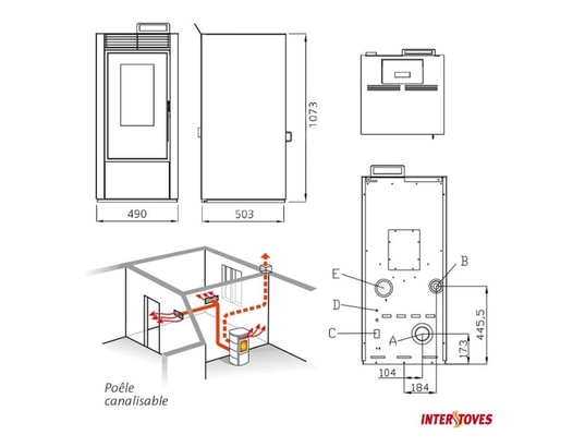INTERSTOVES - Poêle à granulés Pack poêle à granules marina 14kw etanche canalisable + kit...