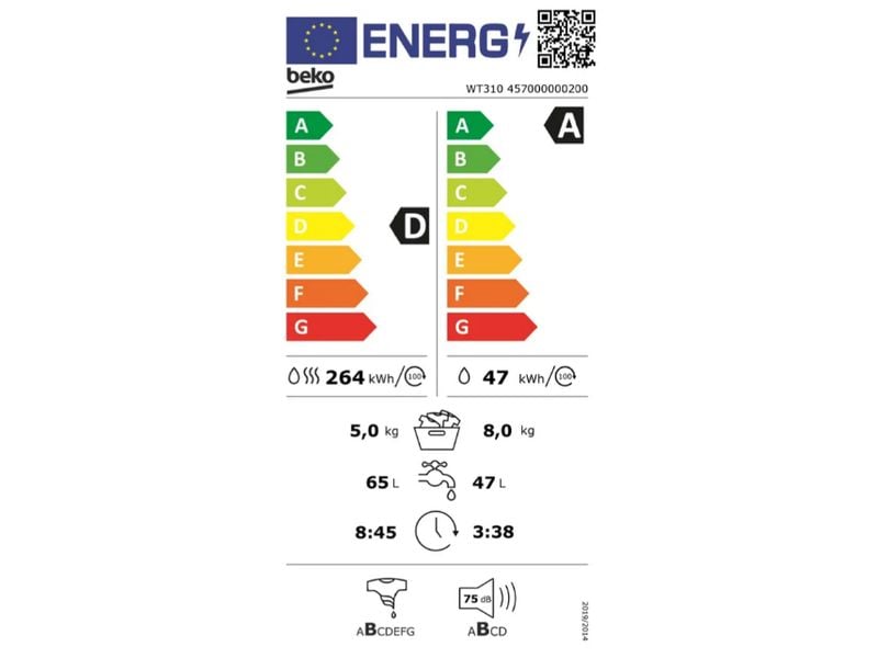 Beko Waschtrockner WT310 Links Tumbler zum Waschen und Trocknen