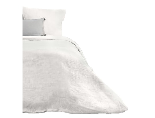 COTE DECO - Ensemble couette + 1 oreiller Parure de lit - double gaze de coton - 140 x 200 cm - blanc