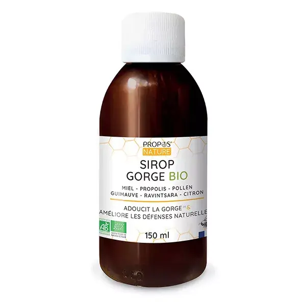 Propos'Nature - Xarope Orgânico para Garganta - Própolis, Pólen, Malva - 100% Natural - 150ml